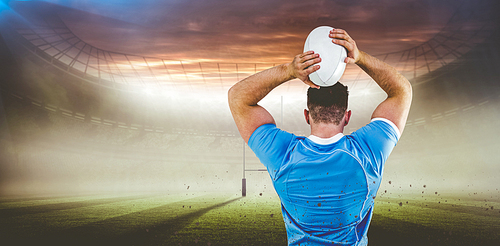 Composite Image Of Rugby Player Throwing The Ball