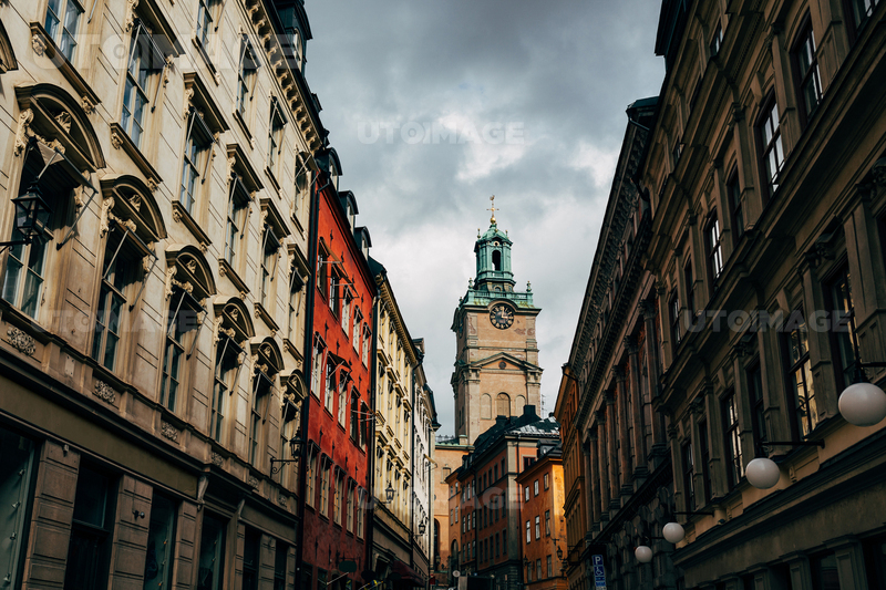 Urban Scene With Narrow Street In Stockholm Sweden