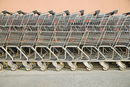 Shopping trolleys in  a row