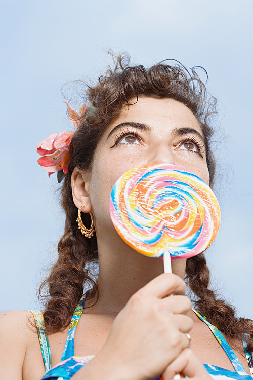 Woman with a lollipop