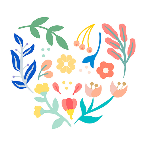 Vector of Colorful floral design pattern.Blooming spring flowers bouquet and leaf, floral elements.