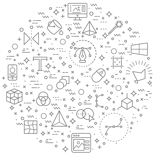 Simple Set of design and graphic Related Vector Line Illustration. Contains such Icons as development, designing, digital art, outline, art and Other Elements.