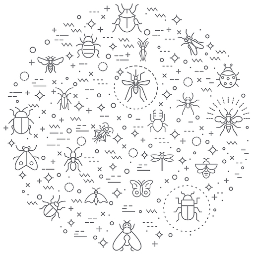 Simple Set of insect and bug Related Vector Line Illustration. Contains such Icons as mosquito, mantis, moth, ant, bug stick, ladybug, mite, natural and Other Elements.