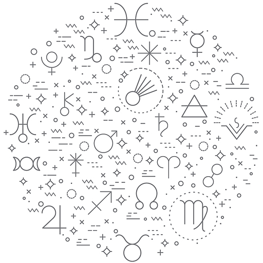 Simple Set of Astrology and zodiac sign Related Vector Line Illustration. Contains such Icons as planets, asteroids, earth, trine, square, ether, cancer, leo, virgo, libra, aspects and Other Elements.