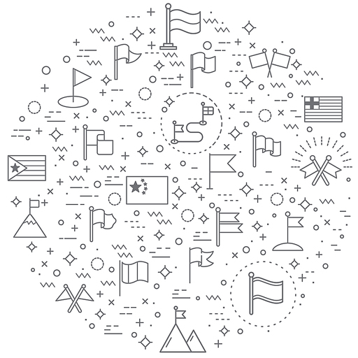 Simple Set of flag and mark Related Vector Line Illustration. Contains such Icons as marker, pointer, flagpole, label, pennant, sign and Other Elements.