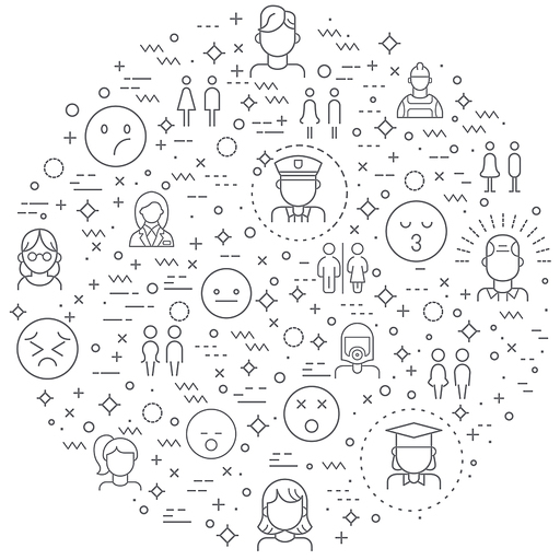 Simple Set of People and Avatar Related Vector Line Illustration. Contains such Icons as Character, men, women, emoji, face, uniform and Other Elements.