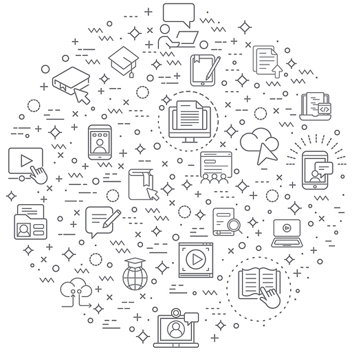 Simple Set of online education and e-learning Related Vector Line Illustration. Contains such Icons as e-book, lessons, webinar, video, teaching, training, mobile and Other Element.