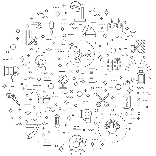 Simple Set of hair Related Vector Line Icons. Vector collection of beauty and hairstyle symbols or logo elements in thin outline.