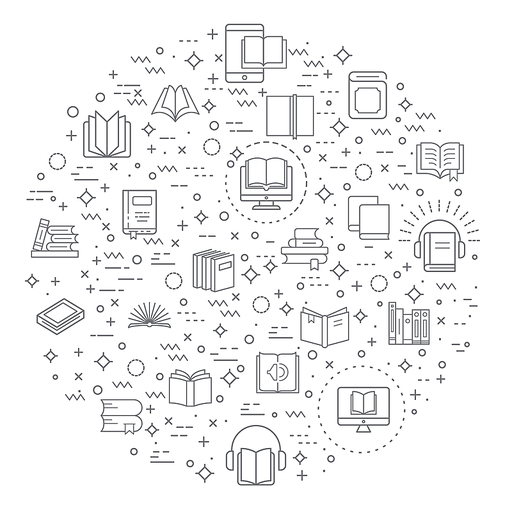 Simple Set of book Related Vector Line Icons. Vector collection of reading, book stack, notes, study, library, education, open book and design elements symbols or logo element.