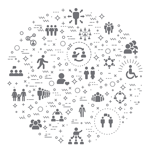 Simple Set of figure Related Vector Line Icons. Vector collection of human, pictogram, people, group, discussion, meeting, profile and design elements symbols or logo element.