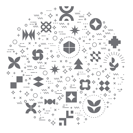 Set of shape and symbol icons line style. It contains such Icons as elements, circle, square, triangle, cross, rectangle, pentagon, hexagon, star, octagon and other elements.