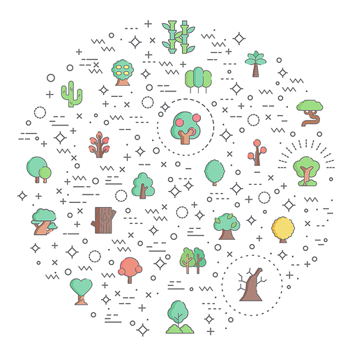 Simple Set of trees and plant Related Vector Line Illustration. Contains such Icons as nature, park, green, forest, wood, landscape, pine tree, tropical and more