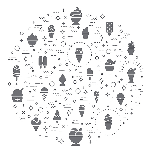 Simple Set of Ice cream and popsicle Related Vector Line Illustration. Contains such Icons as dessert, cone, waffle, vanilla, yammy, soft, stick, scoop and more.