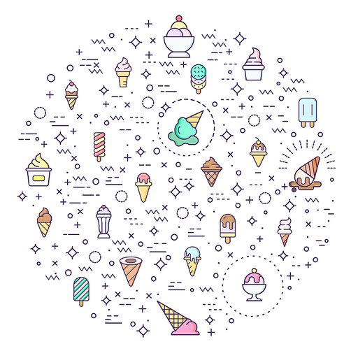 Simple Set of Ice cream and popsicle Related Vector Line Illustration. Contains such Icons as dessert, cone, waffle, vanilla, yammy, soft, stick, scoop and more.