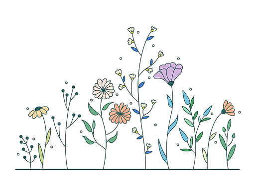 Vector of Illustration of wild flowers about flowers, icon, illustration, floral, and nature. Beautiful flower style color