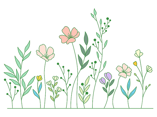 Vector of Illustration of wild flowers about flowers, icon, illustration, floral, and nature. Beautiful flower style color