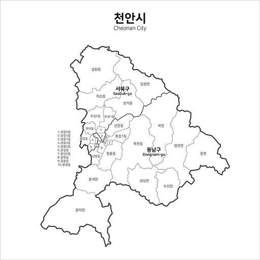대한민국 천안시 지도