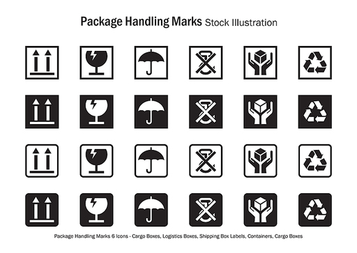 화물박스 취급주의 마크, 적재방향, 깨짐주의 외