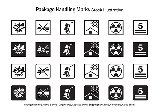 화물박스 취급주의 마크, 벡터 모음