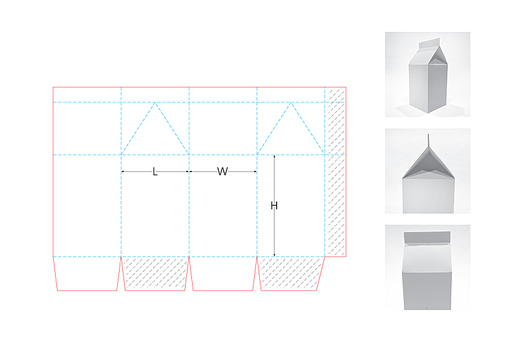 지기구조. 사각 테트라 팩 카톤 박스
