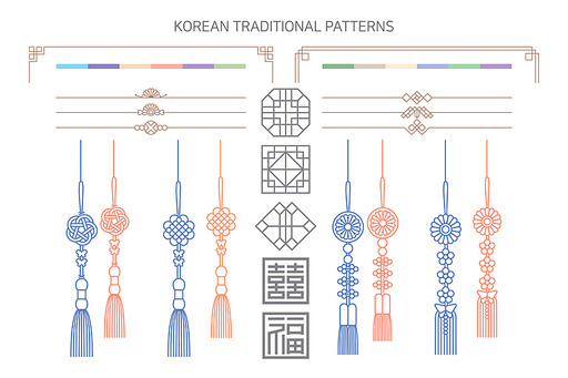 한국의 전통 한복 장식 매듭 및 노리개