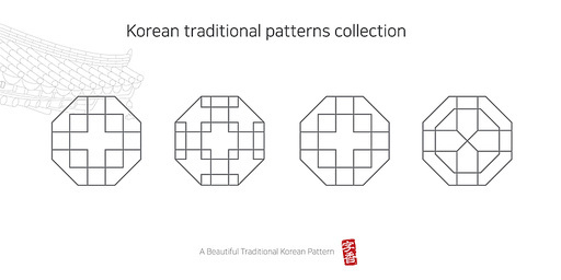 한국 전통 문양. 전통 창문 일러스트