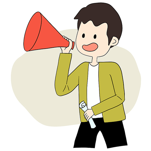 A Man Holding A Megaphone Flat Illustration