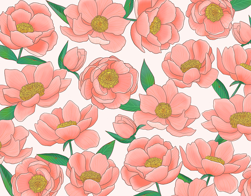 작약 패턴 배경화면 peony flower pattern illust