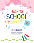 back to school. 어린이, 학생을 위한 개학 일러스트 디자인, 이벤트, 할인, 쇼핑, 일러스트 디자인.