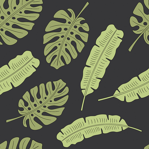 트로피컬 패턴 - 열대식물 일러스트 배경타일 벡터 패턴 1