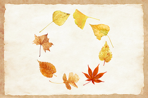 가을 소스 - 가을 나뭇잎 리스 수채화 일러스트