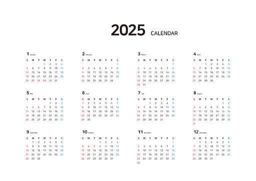 2025년 달력 템플릿 시리즈(2026년 1월,2월 포함)