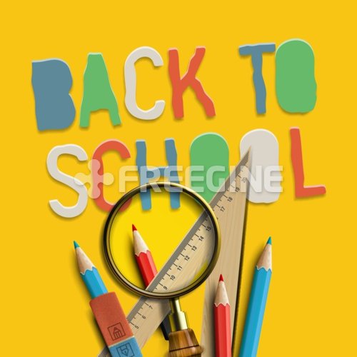 Welcome back to school on yellow background 
