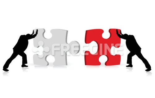 business concept of achievement of success illustrated via puzzle togetherness 