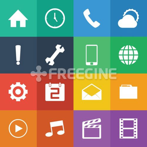 Flat Color style mobile phone icons vector set.