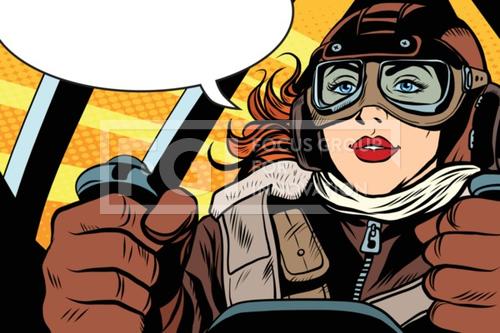 유토이미지 | Girl retro pilot on the plane