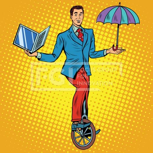 유토이미지 Businessman on unicycle business balance