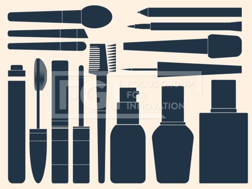 Collection of womens cosmetics for your design. Silhouette. Vector