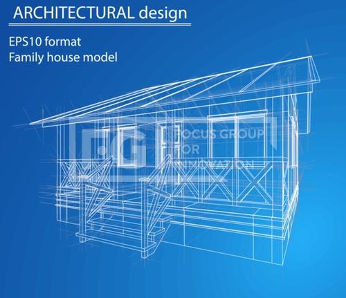 House wireframe structure. Vector