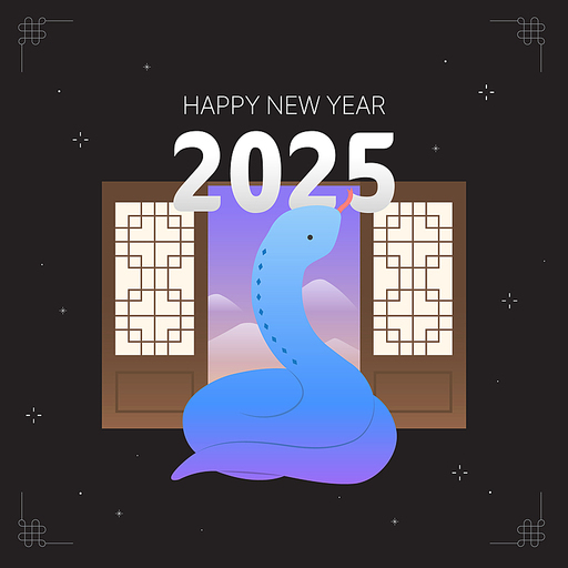 HAPPY NEW YEAR 2025 _ blue snake