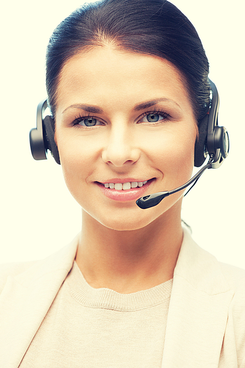 bright picture of friendly female helpline operator