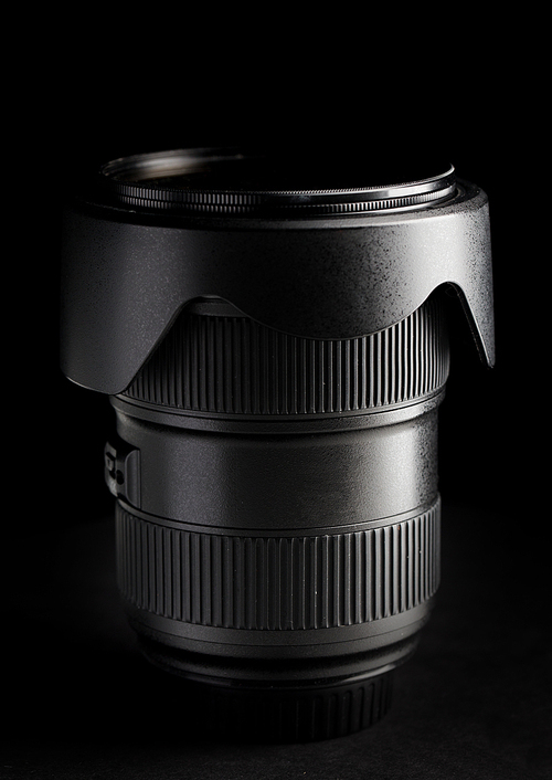 photography, object and art concept - close up of camera lens