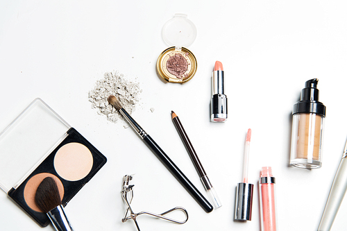 cosmetics, makeup and beauty concept - close up of makeup stuff