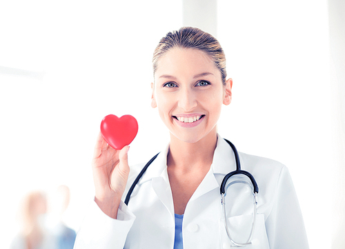 bright picture of female doctor with heart