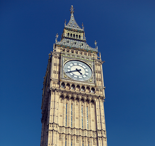 England, London - Big Ben, the great clock tower of the Houses of Parliament in London and its bell