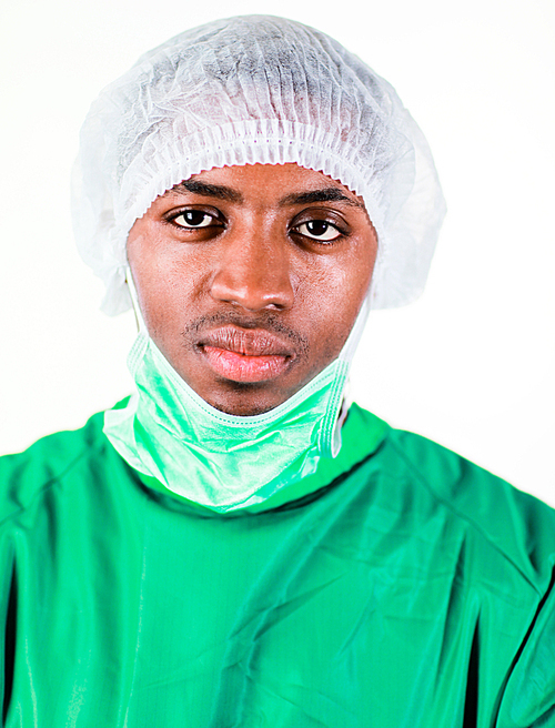 Senior Surgeon in Green scrubs