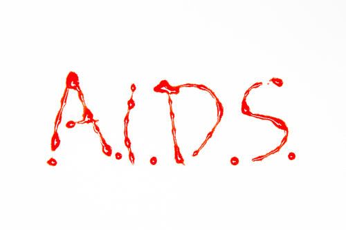 Aids spelled out in blood