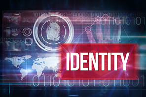 Identity against blue technology design with binary code