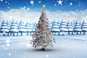 Composite image of christmas tree with baubles and star