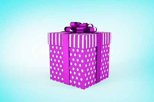 Composite image of purple and silver gift box